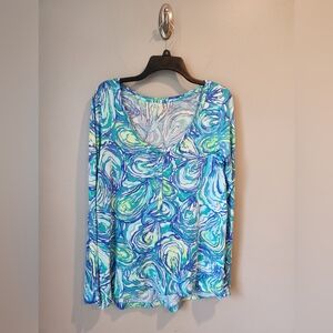 Lilly Pulitzer Sorella Long Sleeved Top Pima Cotton Oh Shucks Size Medium